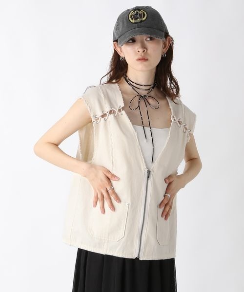 JEANASIS（ジーナシス） ベスト ジレ レースアップワークベスト/411910