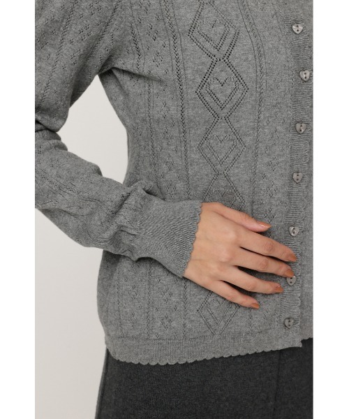 SLY（スライ） カーディガン HEART CROCHET KNIT TOPS ハート ボタン
