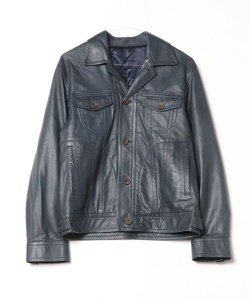 TOMORROWLAND（トゥモローランド） レザージャケット 46 ブルー メンズ
