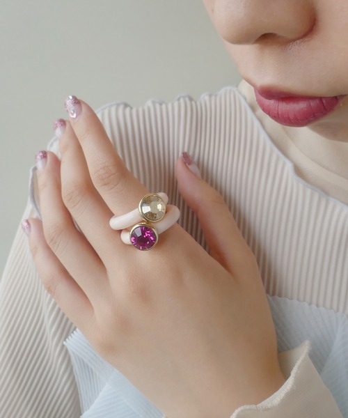 LOVE BY e.m.（ラブバイイーエム） 指輪 リング ピンクスワロフスキー