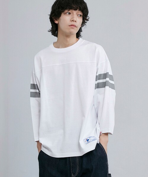 coen（コーエン） tシャツ USAコットン七分袖フットボールTシャツ