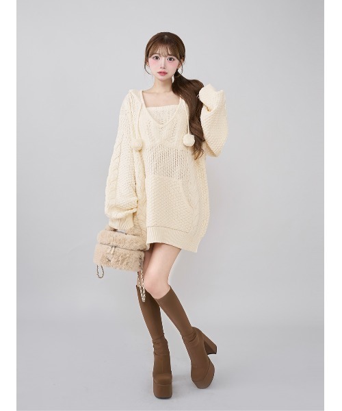 Darich（ダーリッチ） パーカー ケーブルDDロゴVネックニットフーディ