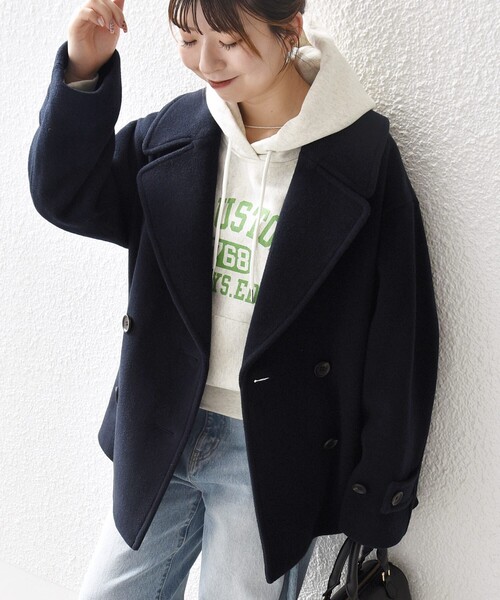 SHIPS any ピーコート pコート any: カシミヤ ミックス テーラード