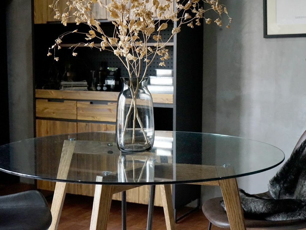 Gノット ガラス テーブル 1200 ラウンド - a.depeche(アデペシュ)