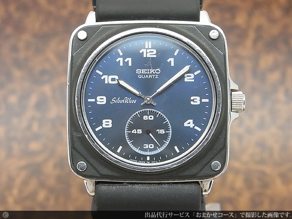 セイコー SEIKO シルバーウェーブ ブラックラバー スクエアケース