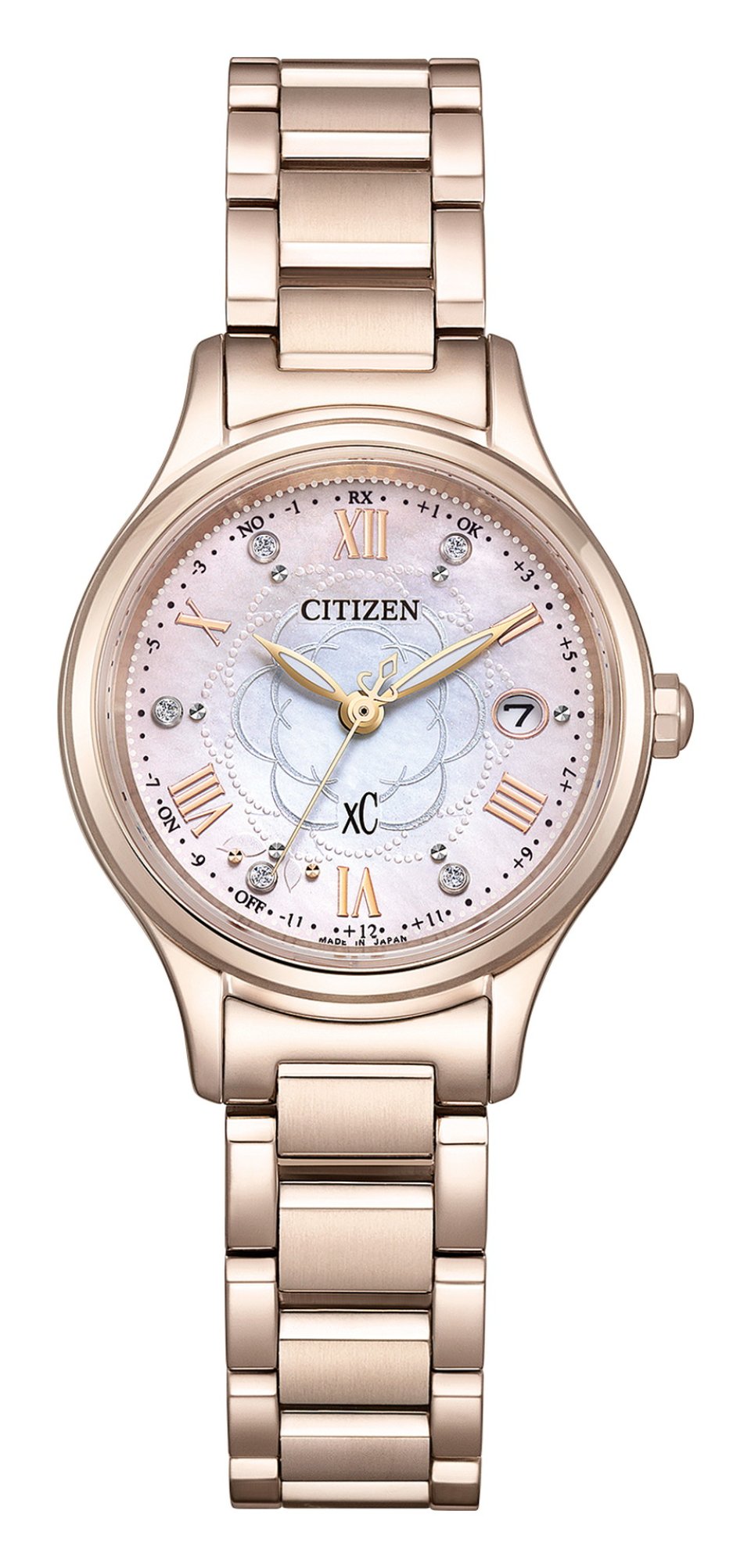 シチズン クロスシー』満開のカメリアを白蝶貝文字板に表現した限定