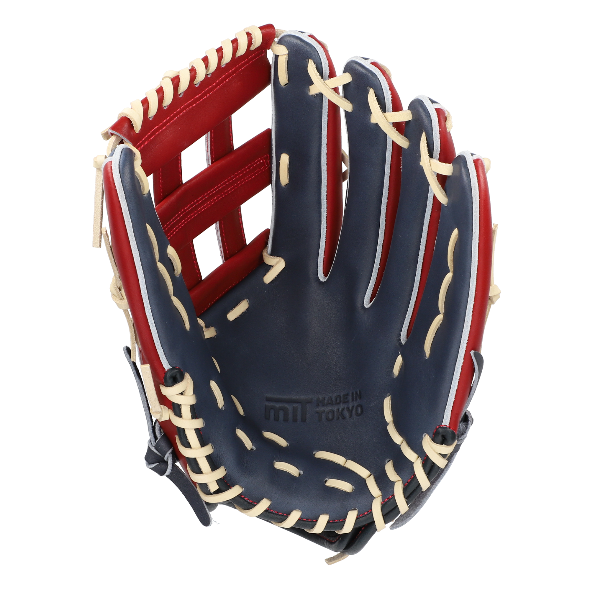 硬式用グラブ外野手用 ネイビー×ワインレッド