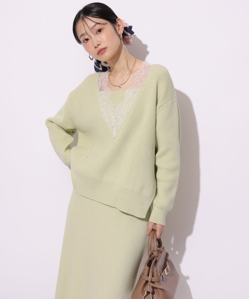 Vネックレースプルオーバー（ニット/セーター）｜Mystrada（マイ