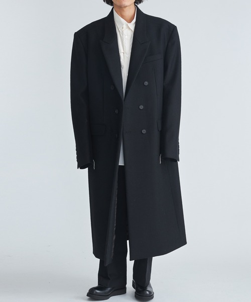 MELANGE MELTON DOUBLE BREASTED COAT（チェスターコート）｜JOHN