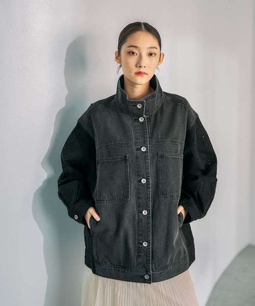 セール】刺繍レースドッキングカバーオール 639392（デニムジャケット