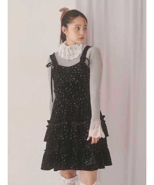 コルセットベロアフレアミニワンピース（ワンピース）｜merry jenny