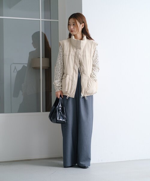 セール】【袖取り外し可/無地&花柄】コーデュロイ中綿ミドルジャケット