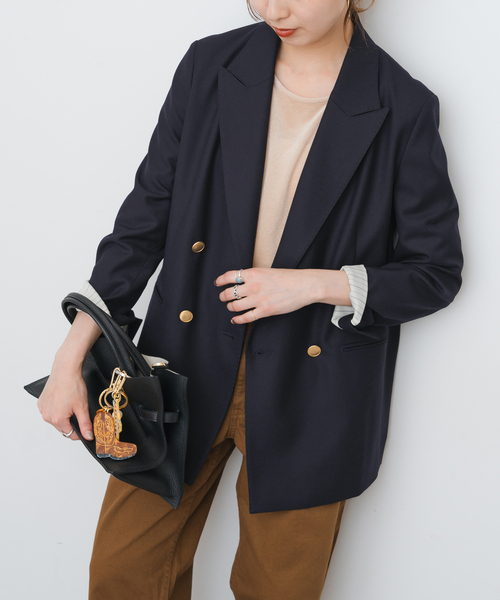 セール】ウールブレンドダブルブレストジャケット（テーラード