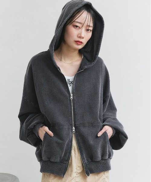 セール】スノーウォッシュ加工 ダブルジップパーカー（パーカー）｜ad