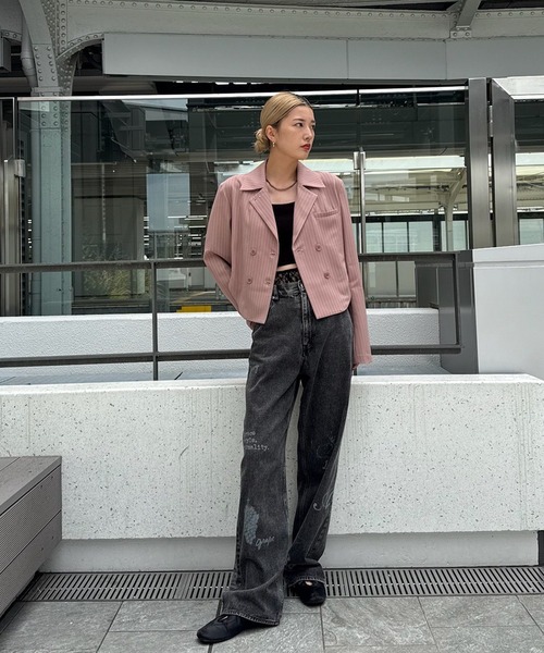 セール】PAINT MOTIF PRINT DENIM PANTS（デニムパンツ）｜Ameri