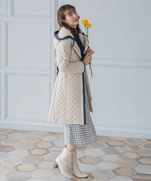 ketty（ケティ）の「2WAY配色パイピングダイヤ柄キルティングコート