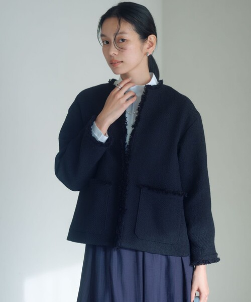 セール】［size SHORTあり］ミックス ツイードライク ポケット ノー