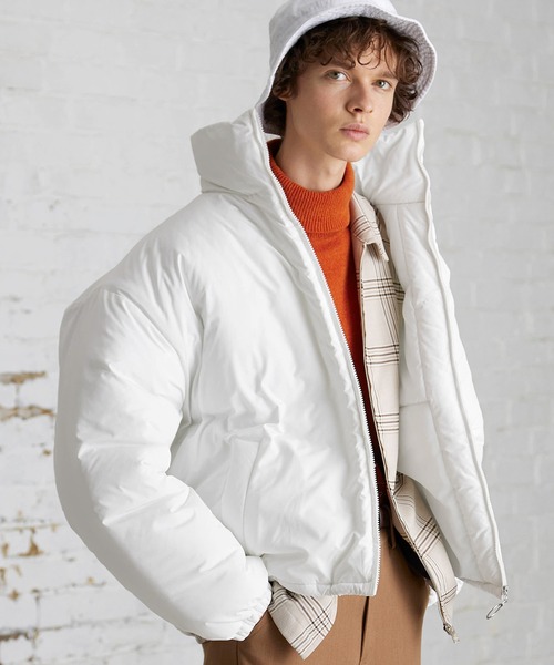 オーバーサイズ スタンドカラー リングZIP ストリング エコダウン