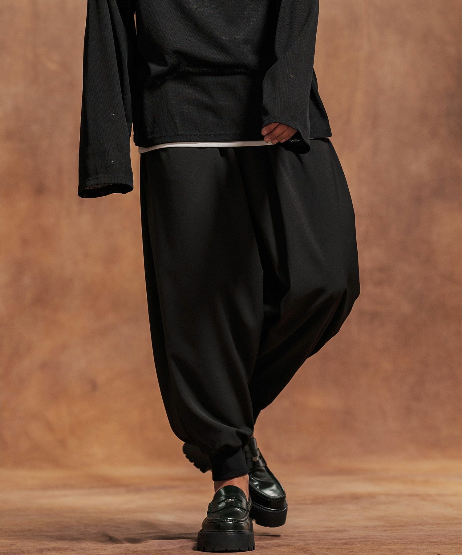 CAMBIO(カンビオ)】コットンリネンストライプバルーンパンツ(CMB-R0152