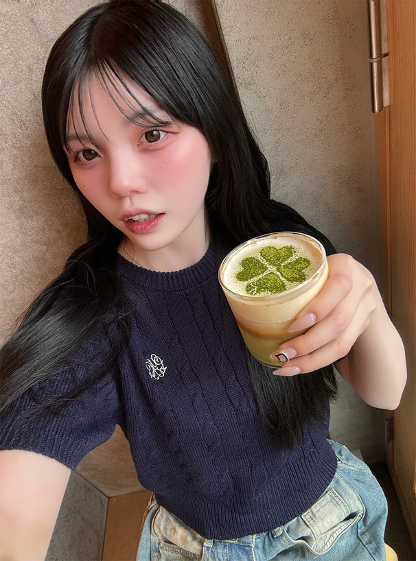 ロゴ刺繍ケーブルニットトップス[gn237] | レディースファッション通販