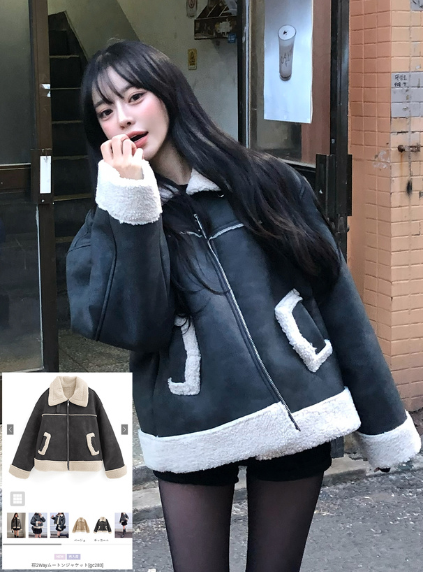 襟2Wayムートンジャケット[gc283] | レディースファッション通販の