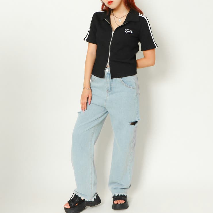 ライン付きWzipリブトップス[品番：GORW0009191]｜GORGE （ゴージ