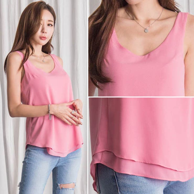 ts20149】タンクトップ レディース シフォン[品番：KW000012868