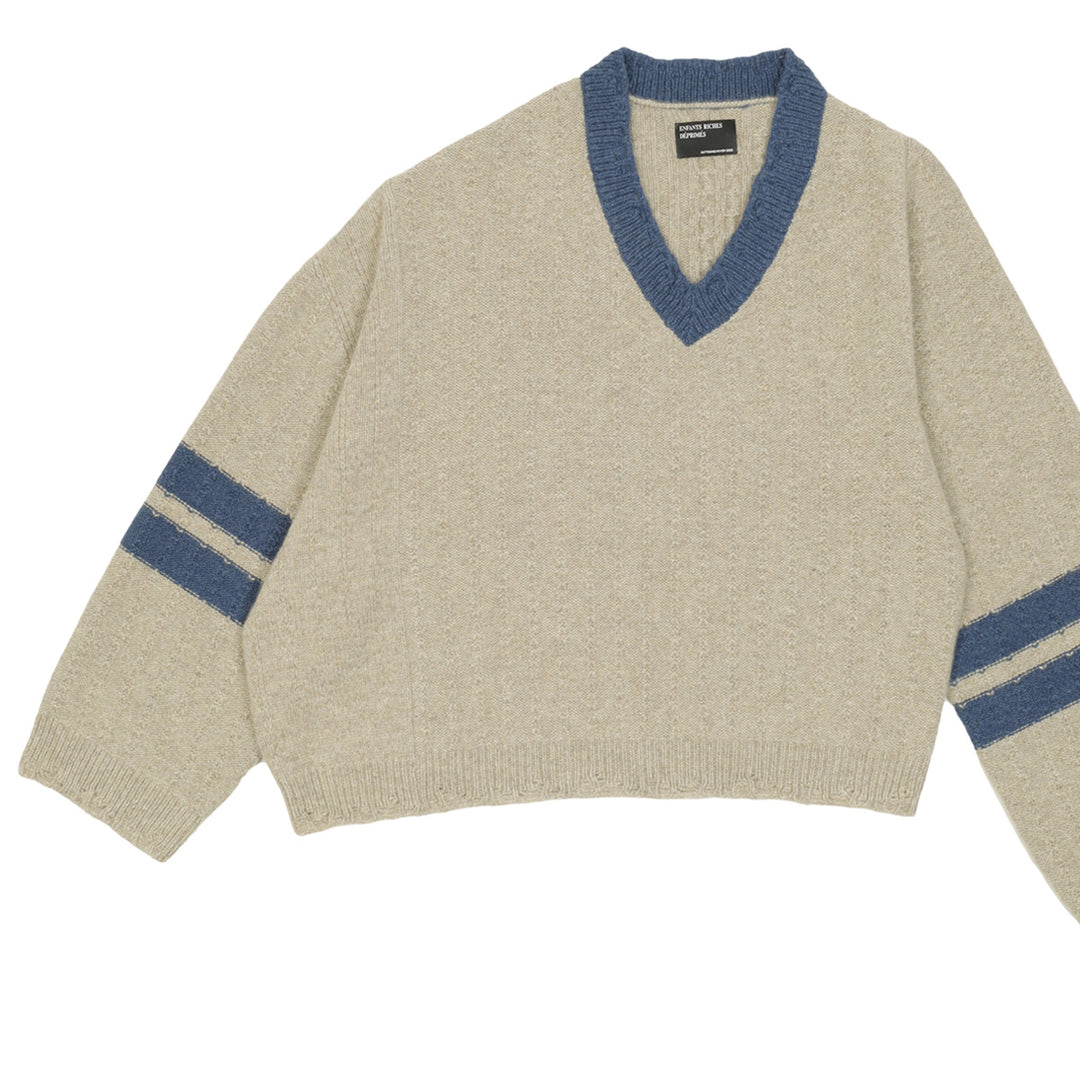 ENFANTS RICHES DEPRIMES - COLLEGIATE STRIPES ASYMMETRICAL SWEATER