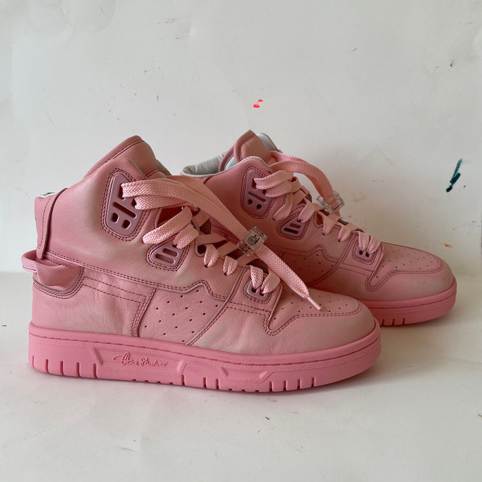ACNE STUDIOS Pink leather high-top trainers– Christina Sicoli Art
