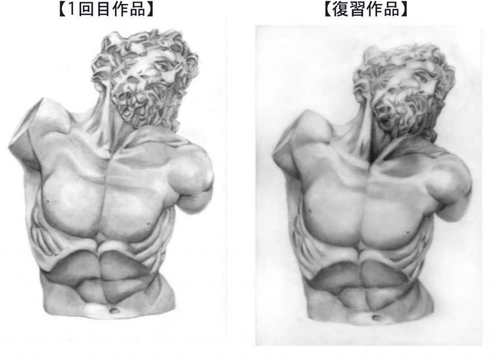 デッサン復習添削】技法を使い分けてダイナミックな作品に仕上げま