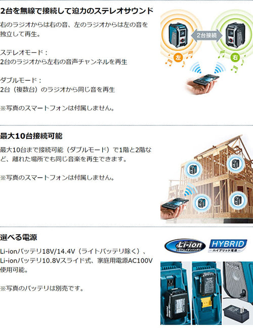 マキタ 充電式ラジオ【MR113】本体のみ（バッテリ・充電器別売