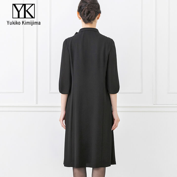 リボンモチーフのロングジャケットアンサンブル 9号・ブラック｜東京