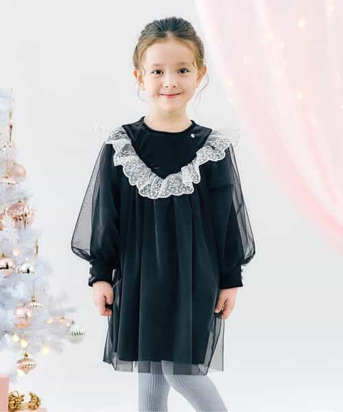 ☆SALE☆【リンク】ベロアチュールワンピース_アプレレクールマシェリ