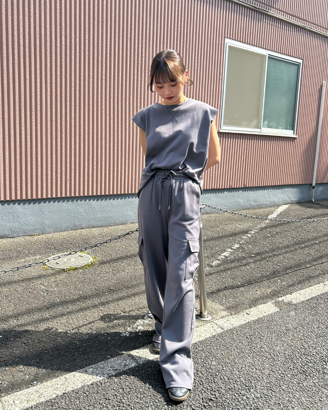 ノースリーブスウェットセットアップ