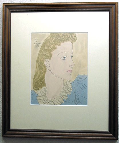 藤田嗣治「マドレーヌ」額装画像 | 絵画 販売 買取 東京 自由が丘に