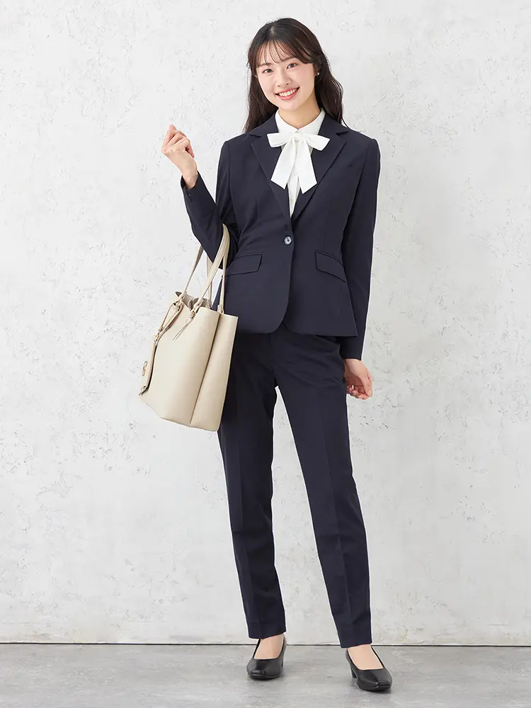 INDIVI ネイビー ストライプ パンツスーツ上36 下38 レディース 美品