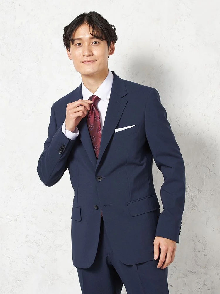 パンツウォッシャブル】スーツ 段返り3つボタン リネンライク ライト