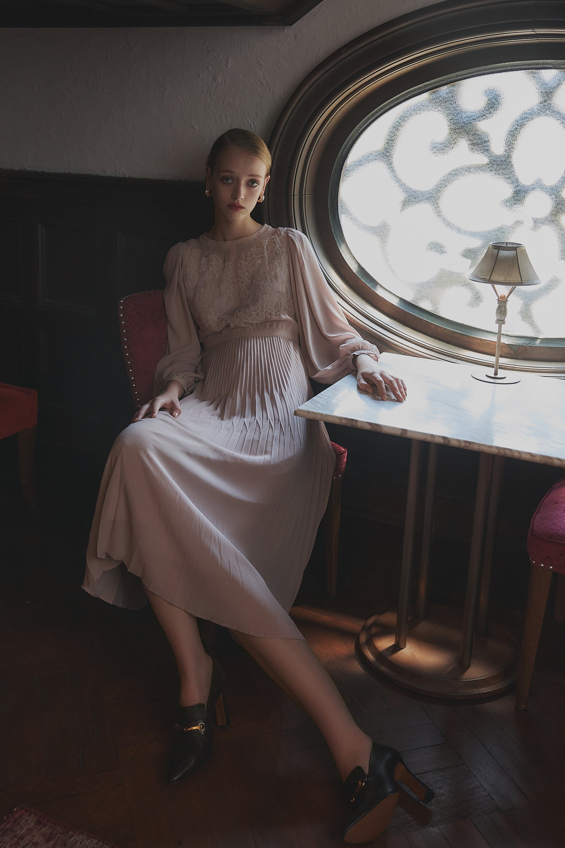 Vol.1 Pleated Chiffon Lace Dress