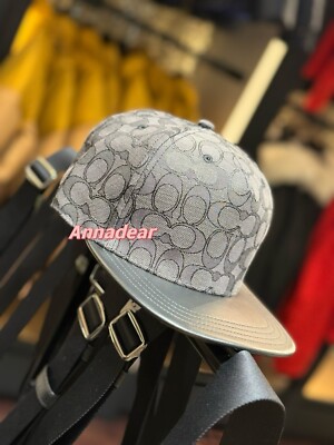 NWT COACH SIGNATURE FLAT BRIM HAT Color: Charcoal/Black M/L | eBay