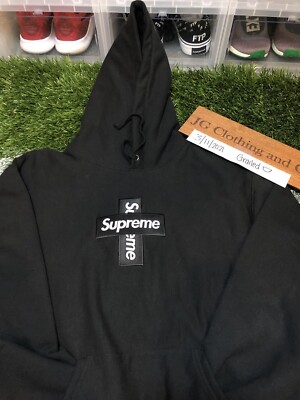 Supreme Cross Box Logo Hooded Sweatshirt Black | eBay