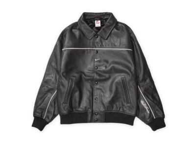 HF9634-010 Supreme Nike Leather Varsity Jacket Black | eBay
