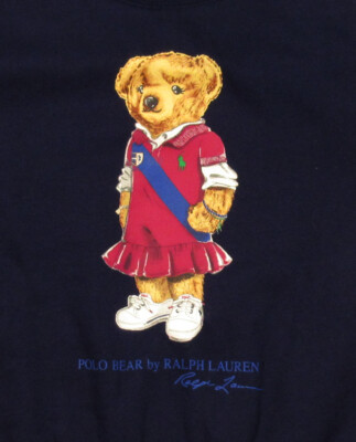 Polo Ralph Lauren Girls Navy Polo Bear Fleece Lined Pullover