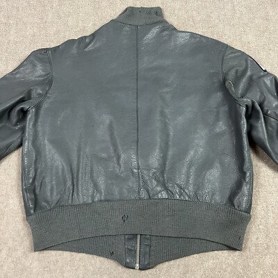 Vintage German Military Leather Flight Jacket Mens Medium