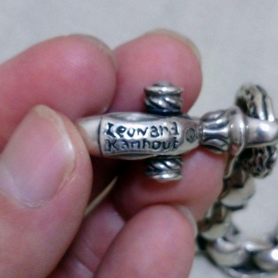 LONE ONES Silk Link Bracelet M w/Crane Circle Leonard Kamhout 8.85