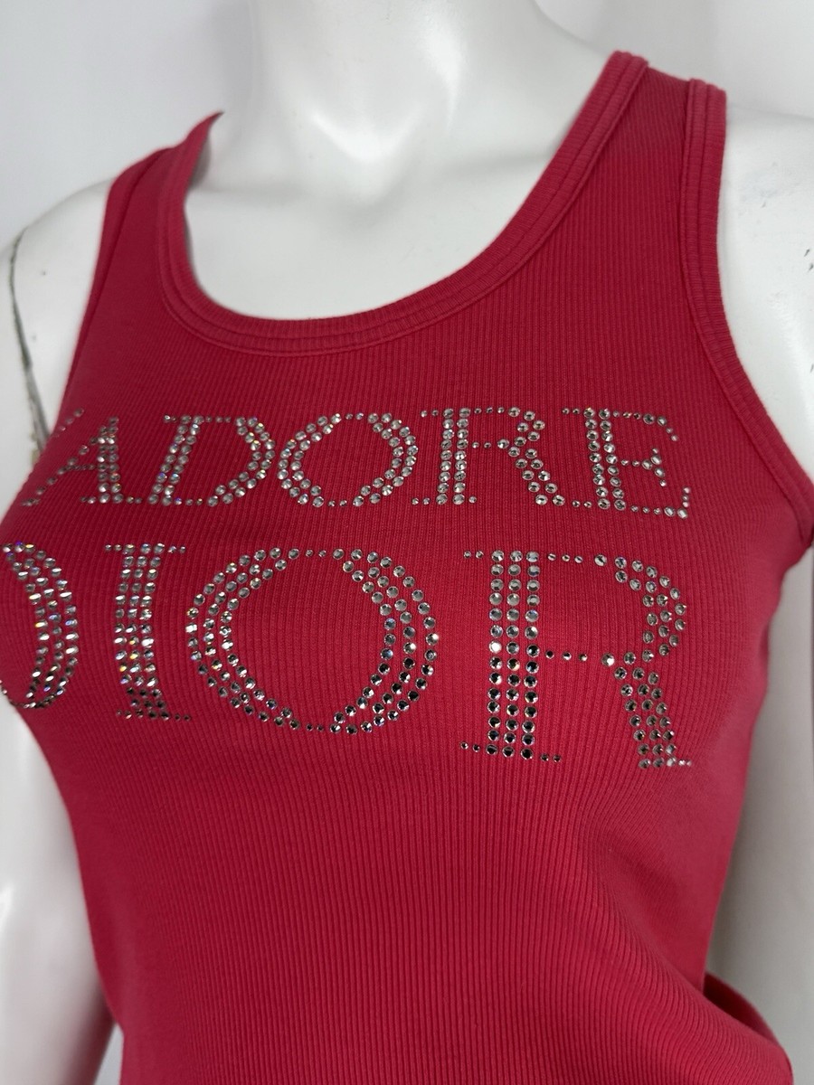 Vtg Christian Dior By John Galliano Pink Crystal 'J'adore' Tank