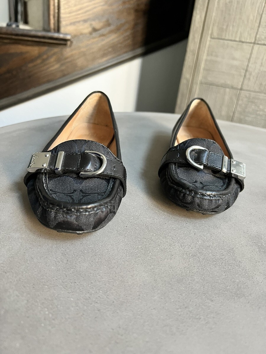 Coach Signature Jacquard Women Black Flats Shoes Loafers Sz 6 | eBay