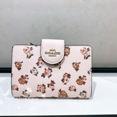 NWT Coach Medium Corner Zip Wallet With Rosette Print CZ343 | eBay