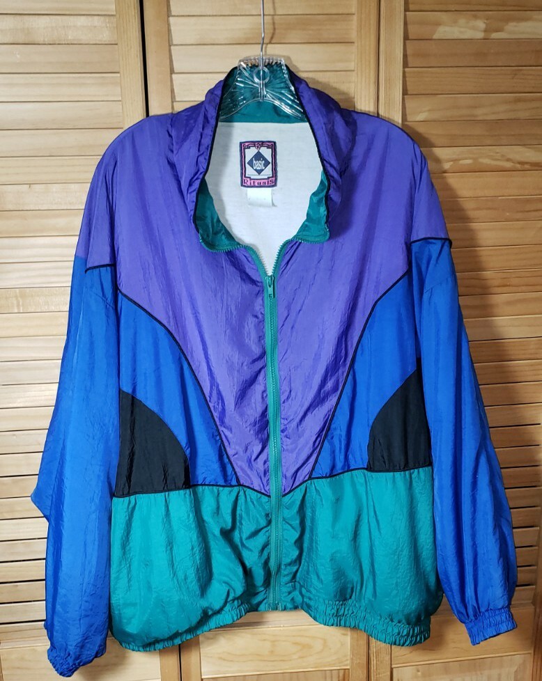 Vintage '80s '90s Parachute Windbreaker Retro Jacket Womens Size