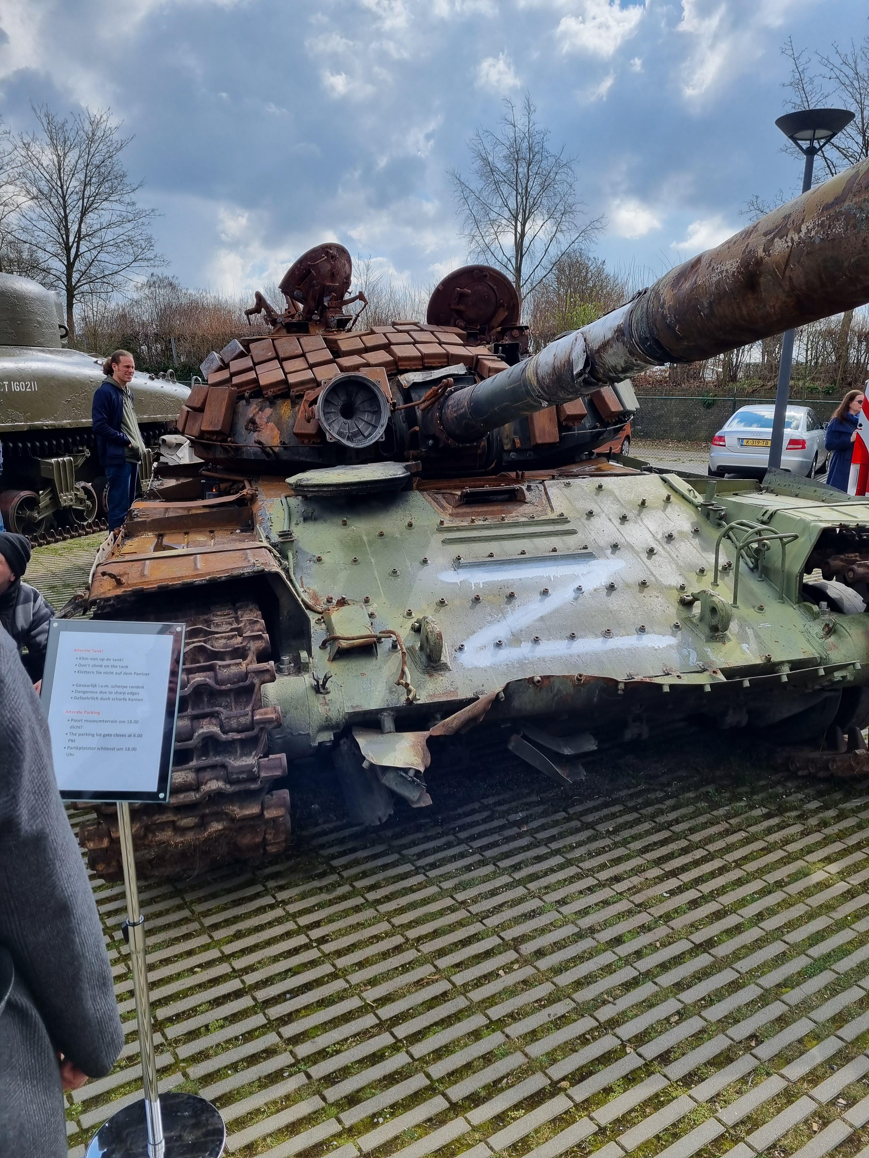 Someone put a Z on destroyed Rus T72 in Netherlands : r/ukraine