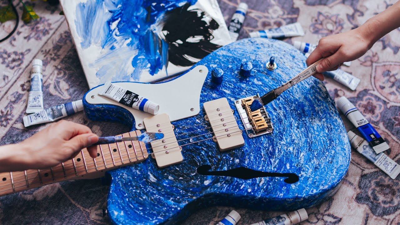 The one and only color! We will paint guitar with Fluid Art. - YouTube